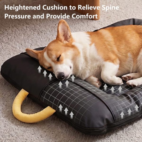 Marchul Pet Bed Mats, Dog Crate Bed, Cat Mat with Non-Slip Bottom, Removable Washable Dual Cover Set (Faux Leather Shell + Plush Cover), Soft Sleeping Cushion for Indoor for Medium Dogs & Cats (Large)