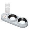 3 in 1 Cat Bowl, Cat Food and Water Bowl Set with Water Dispenser and Stainless Steel Bowls, 15° Tilted Pet Raised Three Bowls for Indoor Cats, Small or Medium Sized Dogs