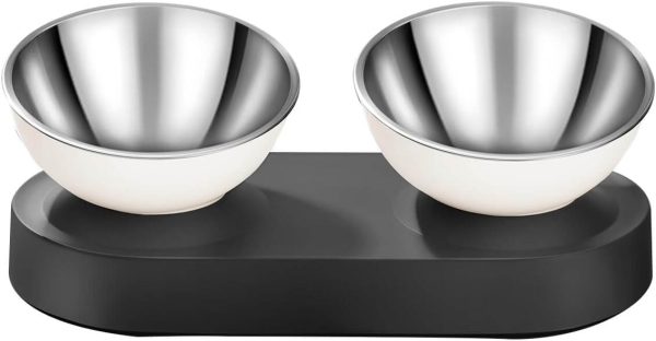 Stainless Steel Elevated Dog Bowls Set, Dual Raised Cat Water Bowls for Indoor for Healthy Digestion