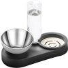 Stainless Steel Dog Cat Bowls, 15° Tilted Elevated Cat Food and Water Bowl Set with 500ml Gravity Bottle for Small Medium Pets, Leak-Proof