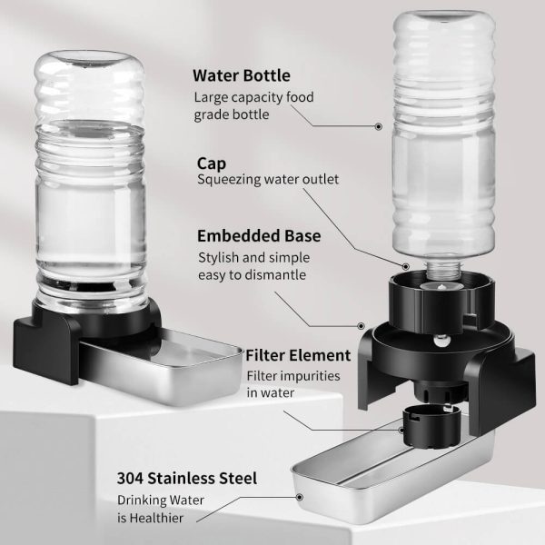 2.3 Gallon Dog Water Dispenser, Large Dog Water Bowl Dispenser with Stainless Steel, Automatic Gravity Pet Bowl for Dogs Medium to Large (3 Filters) 8.6L