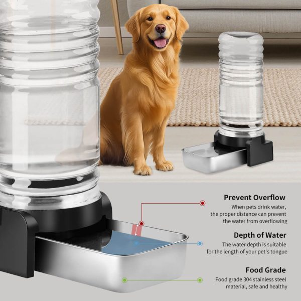 2.3 Gallon Dog Water Dispenser, Large Dog Water Bowl Dispenser with Stainless Steel, Automatic Gravity Pet Bowl for Dogs Medium to Large (3 Filters) 8.6L