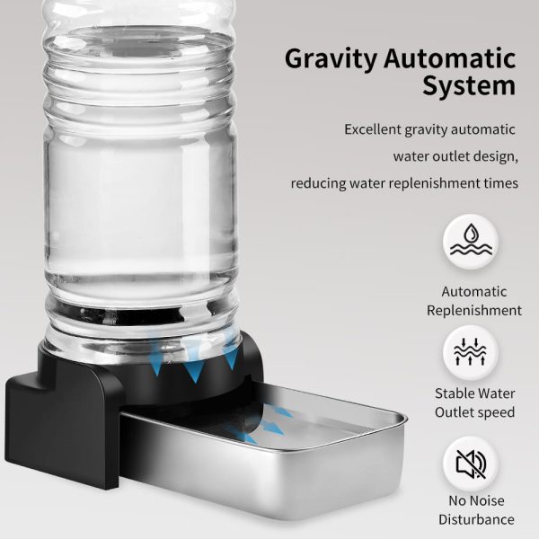 Marchul 1 Gallon Cat Water Dispenser, Automatic Gravity Dog Water Bowl Dispenser with 3 Filters, Stainless Steel Large Capacity Cat Waterer for Cats and Small Dogs (3 Filters) 3.8L