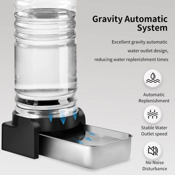 2.3 Gallon Dog Water Dispenser, Large Dog Water Bowl Dispenser with Stainless Steel, Automatic Gravity Pet Bowl for Dogs Medium to Large (3 Filters) 8.6L