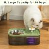 Cat Water Fountain and Stainless Steel Food Bowl, 100oz/3L Super Quiet Automatic Pet Water Dispenser with Smart Pump and 3 Replacement Filters for Cats and Small Dogs, Green