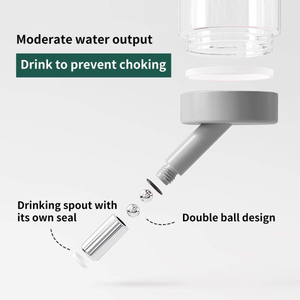 Hamster Water Bottle for Glass Tank, No Drip Guinea Pig Water Bottle with Stand/Holder Adjustable, Leak-Proof Small Animal Water Bottles for Hamsters (4oz, White)