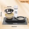 2-in-1 Dog Bowl, Elevated Cat Food and Water Bowl with No-Spill Mat, 15° Tilt Stainless Steel Dish + 500ml Leak-Proof Bottle, Easy Clean Design (Dry/Wet Food & Water)