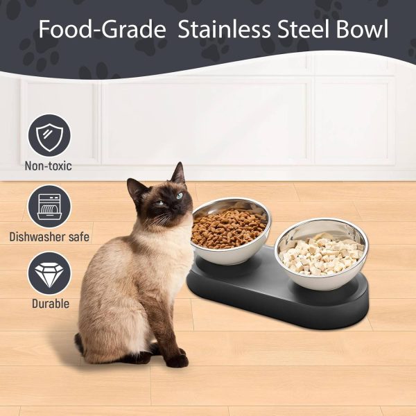 Stainless Steel Elevated Dog Bowls Set, Dual Raised Cat Water Bowls for Indoor for Healthy Digestion