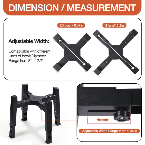 Dog Bowl Stand Adjustable Height and Width [Stand Only], Elevated Dog Bowls for Medium & Large Dogs, Anti-Slip Base Stable Raised Feeder