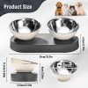 Stainless Steel Elevated Dog Food Bowls Set with Spill Proof Dish Mat, Raised Tilted Cat Bowl for Healthy Digestion, 1-Second Detachable & Dishwasher Safe