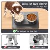 Stainless Steel Elevated Dog Food Bowls Set with Spill Proof Dish Mat, Raised Tilted Cat Bowl for Healthy Digestion, 1-Second Detachable & Dishwasher Safe