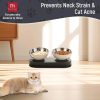 Stainless Steel Elevated Dog Bowls Set, Dual Raised Cat Water Bowls for Indoor for Healthy Digestion