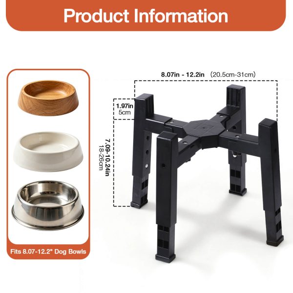 Dog Bowl Stand Adjustable Height and Width [Stand Only], Elevated Dog Bowls for Medium & Large Dogs, Anti-Slip Base Stable Raised Feeder