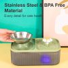 Cat Water Fountain and Stainless Steel Food Bowl, 100oz/3L Super Quiet Automatic Pet Water Dispenser with Smart Pump and 3 Replacement Filters for Cats and Small Dogs, Green