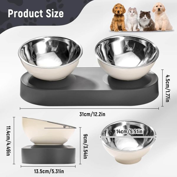 Stainless Steel Elevated Dog Bowls Set, Dual Raised Cat Water Bowls for Indoor for Healthy Digestion
