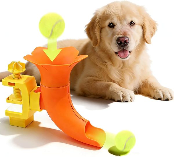 Dog Ball Launcher Toy, Adjustable Height Launcher Ball Thrower for Indoor/Outdoor Fetch Play, Interactive Energy Release Tool for Medium & Large Dogs, Easy Mount on Door/Post/Table