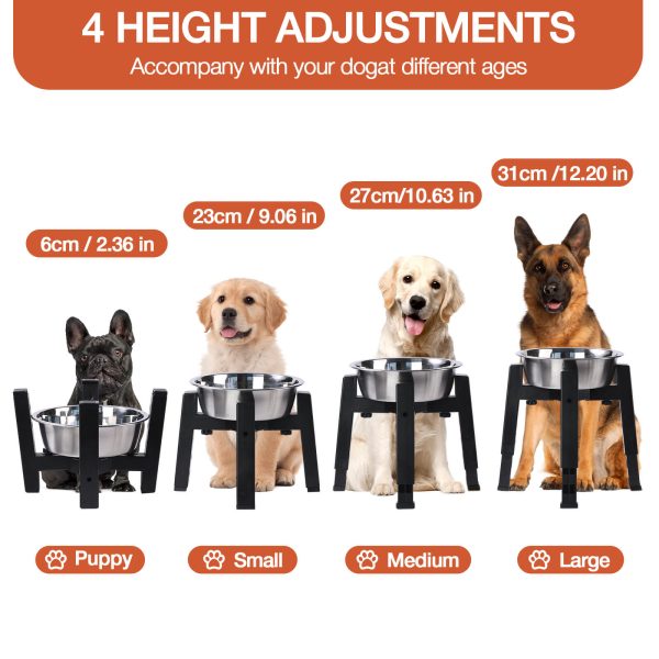 Dog Bowl Stand Adjustable Height and Width [Stand Only], Elevated Dog Bowls for Medium & Large Dogs, Anti-Slip Base Stable Raised Feeder