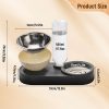 Stainless Steel Dog Cat Bowls, 15° Tilted Elevated Cat Food and Water Bowl Set with 500ml Gravity Bottle for Small Medium Pets, Leak-Proof
