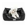 Faux Leather Dog Bed, Waterproof Cat Sofa Bed, Washable Pet Couch with Non-Slip Bottom for Small Medium Dogs & Cats, 24.4 × 18.5in Black