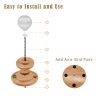 Cat Puzzle Feeder, Interactive Cat Toy with Treat Dispenser and Roller Track Ball,Wooden Slow Feeder Ball for Indoor Cats, 3-in-1 Food Puzzle Toy for Mental Stimulation