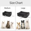 Faux Leather Dog Bed, Waterproof Cat Sofa Bed, Washable Pet Couch with Non-Slip Bottom for Small Medium Dogs & Cats, 24.4 × 18.5in Black