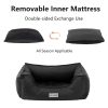Faux Leather Dog Bed, Waterproof Cat Sofa Bed, Washable Pet Couch with Non-Slip Bottom for Small Medium Dogs & Cats, 24.4 × 18.5in Black