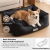 Faux Leather Dog Bed, Waterproof Cat Sofa Bed, Washable Pet Couch with Non-Slip Bottom for Small Medium Dogs & Cats, 24.4 × 18.5in Black