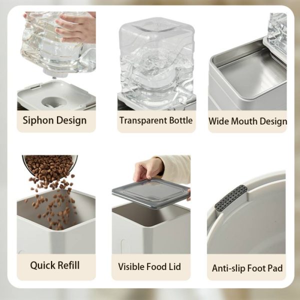 Marchul 1.1Gallon Elevated Dog Feeder and Water Dispenser, Adjustable Gravity Pet Feeder and Water Set with Stainless Steel Bowls, Designed to Protect Dog‘s Neck, Joints, Perfect for Cats and Dogs(4L)