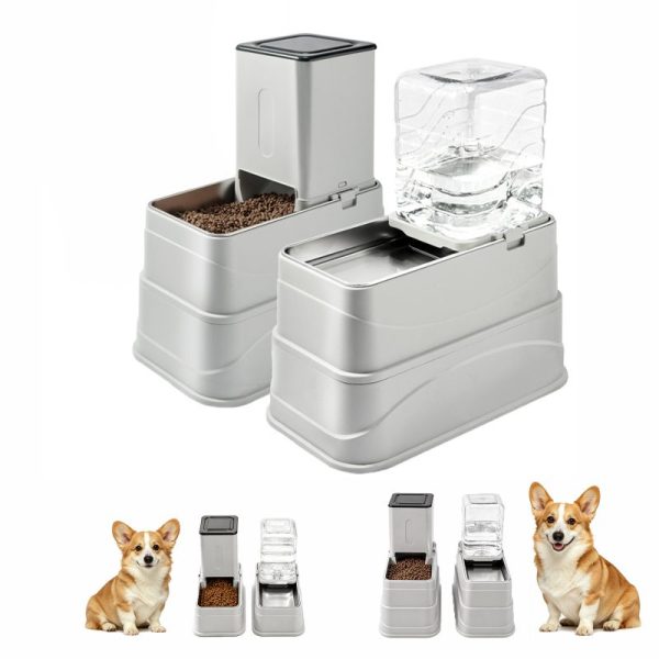 Marchul 1.1Gallon Elevated Dog Feeder and Water Dispenser, Adjustable Gravity Pet Feeder and Water Set with Stainless Steel Bowls, Designed to Protect Dog‘s Neck, Joints, Perfect for Cats and Dogs(4L)