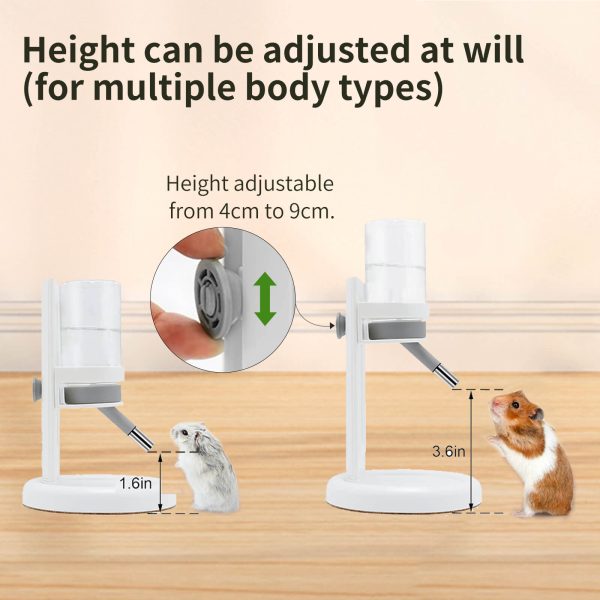 Hamster Water Bottle for Glass Tank, No Drip Guinea Pig Water Bottle with Stand/Holder Adjustable, Leak-Proof Small Animal Water Bottles for Hamsters (4oz, White)