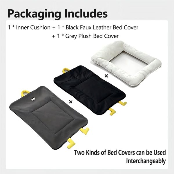 Marchul Dog Bed, Pet Bed Mat with Removable Faux Leather & Plush Covers (Inner core*1, Cover*2, 26 * 19in)
