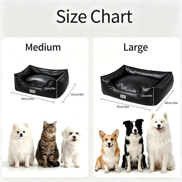 Marchul Faux Leather Dog Bed, Waterproof Cat Sofa Bed with Non-Slip Bottom
