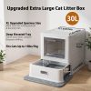 Marchul Extra Large Enclosed Stainless Steel Cat Litter Box, XXL | Deeper Drawer Anti-Leak Design with Lid, Scoop & Litter Mat