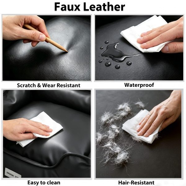 Marchul Faux Leather Dog Bed, Waterproof Cat Sofa Bed with Non-Slip Bottom