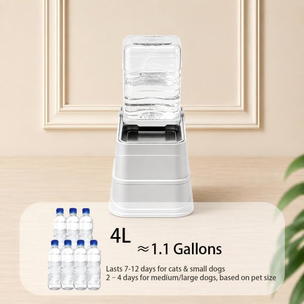 4L容量 Marchul 4L Elevated Single Pet Feeder & Water Dispenser, Adjustable Gravity Set with Stainless Steel Bowls. Protects pets’ neck and joints, suitable for cats and dogs.
