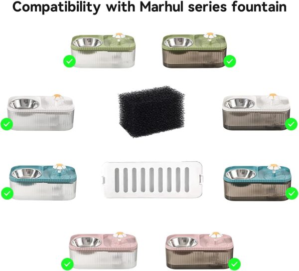 61wXPFskh6L._AC_SL1500_ Marchul Cat Water Fountain Replacement Filters and Replacement Pre-Filter Sponges Set,14 Pack (6+6)