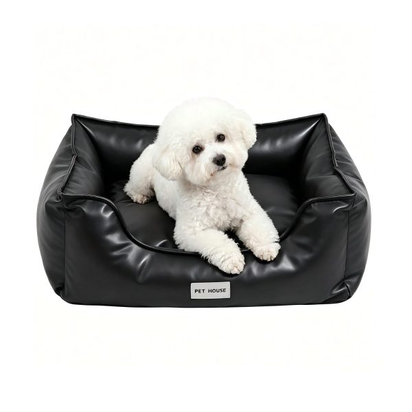 Marchul Faux Leather Dog Bed, Waterproof Cat Sofa Bed with Non-Slip Bottom
