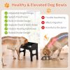 围栏升高狗碗主图3 Marchul Elevated Dog Feeder with 4 Adjustable Heights, 8.5cm Raised Splash Guard, Separate Food & Water Areas, Two Stainless Steel Bowls, Non-Slip Stand for Small Medium Large Dogs