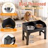 围栏升高狗碗主图4 Marchul Elevated Dog Feeder with 4 Adjustable Heights, 8.5cm Raised Splash Guard, Separate Food & Water Areas, Two Stainless Steel Bowls, Non-Slip Stand for Small Medium Large Dogs