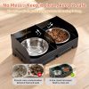 围栏升高狗碗主图6 Marchul Elevated Dog Feeder with 4 Adjustable Heights, 8.5cm Raised Splash Guard, Separate Food & Water Areas, Two Stainless Steel Bowls, Non-Slip Stand for Small Medium Large Dogs