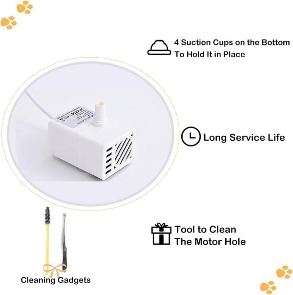 图6 Marchul Cat Water Fountain and Stainless Steel Food Bowl, 100oz/3L Super Quiet Automatic Pet Water Dispenser with Smart Pump and 3 Replacement Filters for Cats and Small Dogs, White