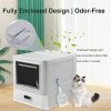 4 Marchul Extra Large Enclosed Stainless Steel Cat Litter Box, XXL | Deeper Drawer Anti-Leak Design with Lid, Scoop & Litter Mat