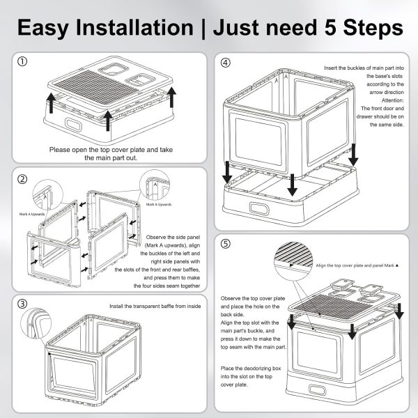 7 Marchul Extra Large Enclosed Stainless Steel Cat Litter Box, XXL | Deeper Drawer Anti-Leak Design with Lid, Scoop & Litter Mat