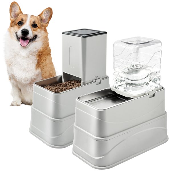 图2 Marchul 8L Elevated Gravity Dog Feeder & Water Dispenser Adjustable with Stainless Steel Bowls to Protects Senior Pets' Neck and Joints