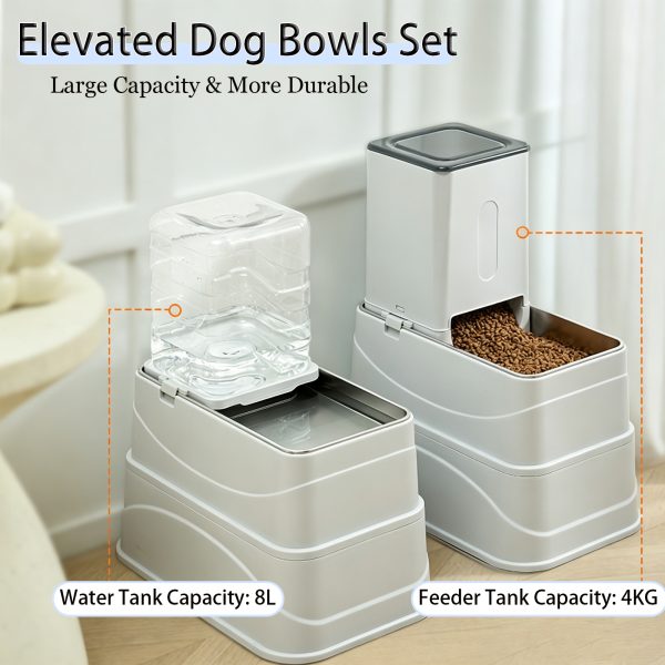 图3 Marchul 8L Elevated Gravity Dog Feeder & Water Dispenser Adjustable with Stainless Steel Bowls to Protects Senior Pets' Neck and Joints