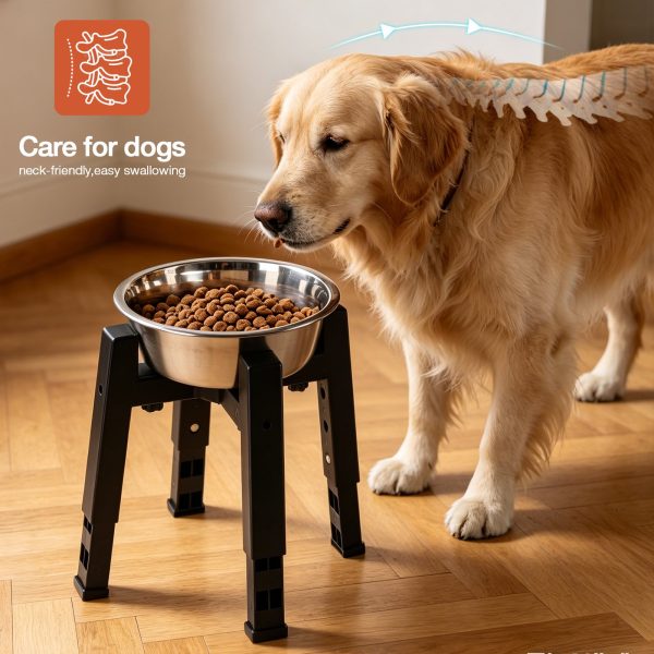 图4 Marchul Adjustable Raised Dog Bowl Stand, Elevated Dog Bowls Stand Adjusts to 4 Height(2.36“, 9.06”, 10.63", 12.2") & Adjustable Width 8-12" for Small Medium Large Dogs (No Bowl Included)
