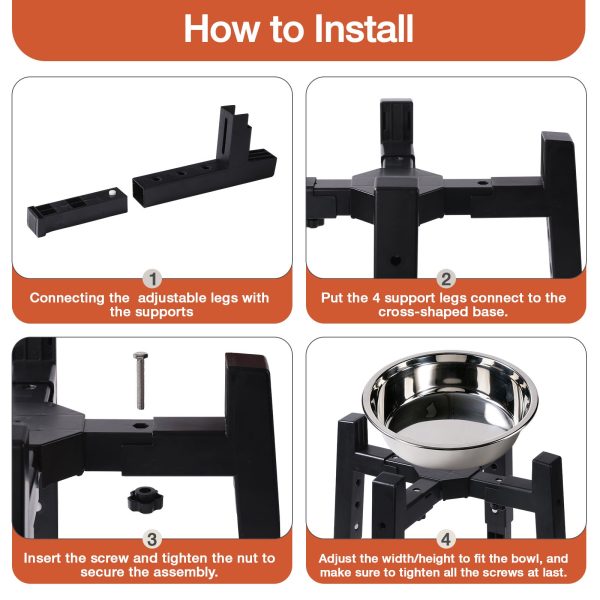 图5 Marchul Adjustable Raised Dog Bowl Stand, Elevated Dog Bowls Stand Adjusts to 4 Height(2.36“, 9.06”, 10.63", 12.2") & Adjustable Width 8-12" for Small Medium Large Dogs (No Bowl Included)