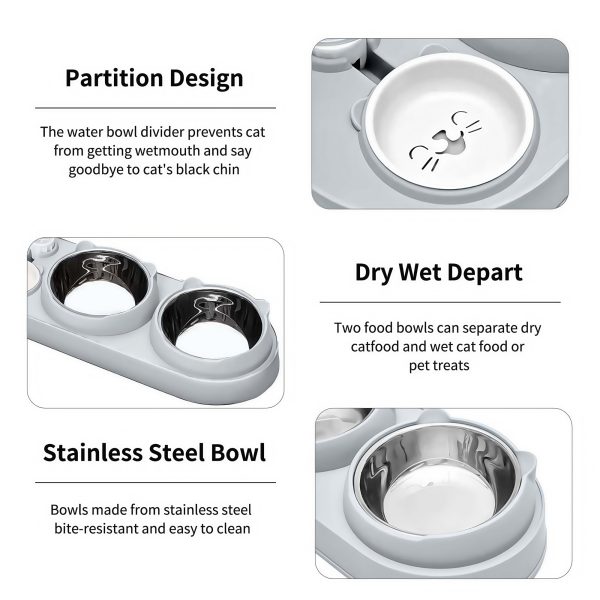 图6 Marchul Elevated Stainless Steel Cat Bowl with Gravity Water Bottle for Cats