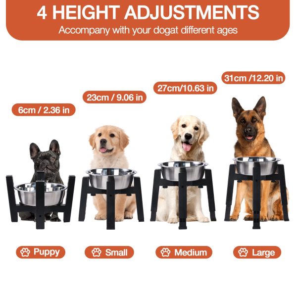 图9 Marchul Adjustable Raised Dog Bowl Stand, Elevated Dog Bowls Stand Adjusts to 4 Height(2.36“, 9.06”, 10.63", 12.2") & Adjustable Width 8-12" for Small Medium Large Dogs (No Bowl Included)